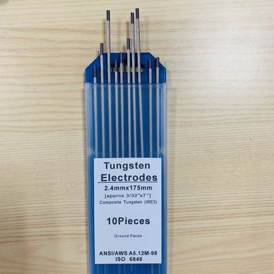 WE3 wolfraamelektroden Zwarte kop composiet wolfraam 2,4 mm * 175 mm Ideaal voor TIG-lassen
