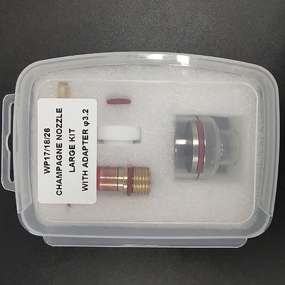 WP-17/18/26 Champagne 3.2mm Tig Nozzle Grote Kit met Adapter voor TIG Laskwarts