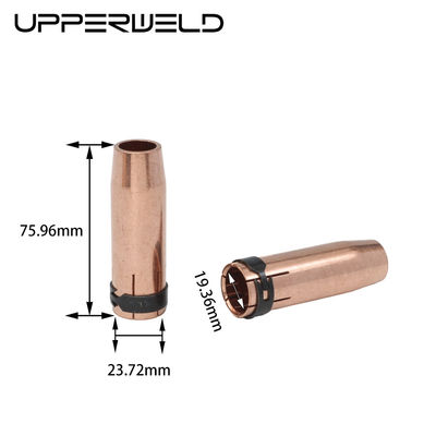 AIR gekoelde MIG MAG gas lassen spuitstuk met gas diffuser contact punt Lengte 75.96mm