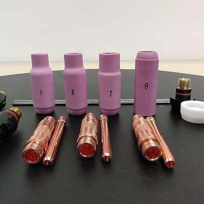 Opper WP17 18 26-10N 17Kit Gaslens Aluminium Sproeierschijf Achterbeker TIG Las Accessoires Kit Luchtkoeling