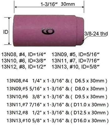 TIG Las Torch SR WP920 24 25 Fit 13N08 13N09 13N10 13N11 13N12 13N13 Nozzle Cup 10pcs