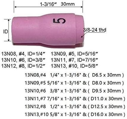 TIG Las Torch SR WP920 24 25 Fit 13N08 13N09 13N10 13N11 13N12 13N13 Nozzle Cup 10pcs