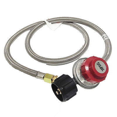 12 voet hoge druk gaskookplaat met 3/8 inch vrouwelijke roestvrijstalen gevlochten regulator