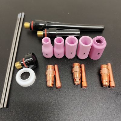 0.28KG Aluminium spuitstuk Collet Body Elektrode Isolator TIG Las Torch Consumables Kit voor WP-17/18/26 13N 18pcs
