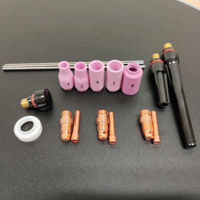 0.28KG Aluminium spuitstuk Collet Body Elektrode Isolator TIG Las Torch Consumables Kit voor WP-17/18/26 13N 18pcs
