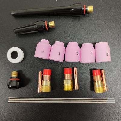 OBM Aluminium Nozzle Collet Body Elektrode Isolator TIG Las Torch Consumables Kit voor WP-17/18/26