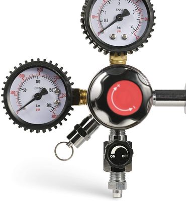 Op maat gemaakte uitlaatnoot schroef bier keg CO2 regulator met veiligheid drukverlagend klep