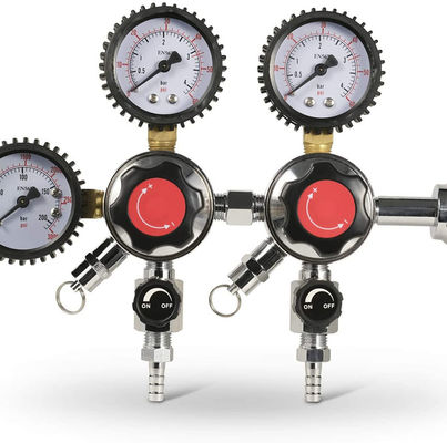 Op maat gemaakte uitlaatnoot schroef bier keg CO2 regulator met veiligheid drukverlagend klep