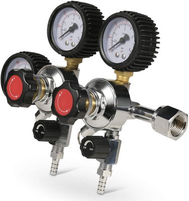 Op maat gemaakte uitlaatnoot schroef bier keg CO2 regulator met veiligheid drukverlagend klep