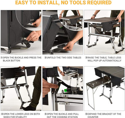 Modern Design Camping Keuken Tafel met opslagkas White Paper Box Package Method