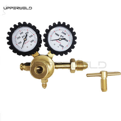 Messing stikstofregelaar 0-600PSI CGA580 Inlaatverbindingsgasdrukmeter voor HVAC-suivering