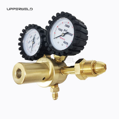 Messing stikstofregelaar 0-600PSI CGA580 Inlaatverbindingsgasdrukmeter voor HVAC-suivering