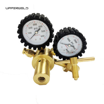 Messing stikstofregelaar 0-600PSI CGA580 Inlaatverbindingsgasdrukmeter voor HVAC-suivering