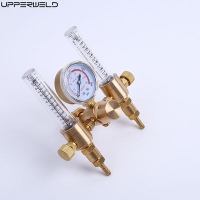 Messing Dubbele Uitvoer Argon Gas Regulator Stroommeter met CGA580 Inlaat en 5/8 Outlet