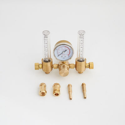 Messing Dubbele Uitvoer Argon Gas Regulator Stroommeter met CGA580 Inlaat en 5/8 Outlet