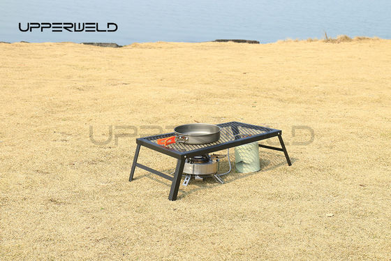 Zwarte opvouwbare kampvuurgrill draagbare zware kampgrill grill voor buitenkamperen