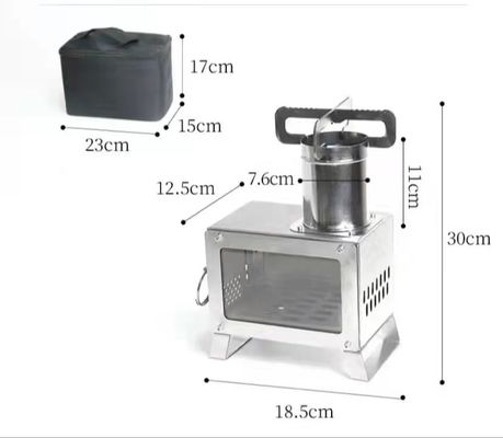 Compacte en duurzame buitenste houtkachel voor kamperen 23*15*17cm