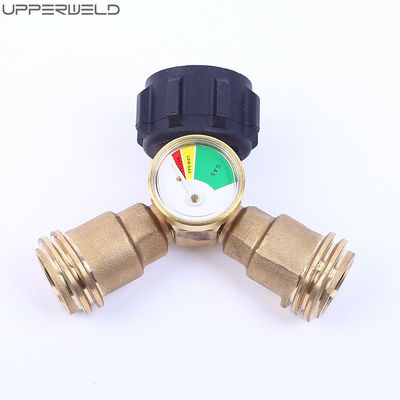 Y-splitter voor buitenpropanentank met niveau-indicatormeter en QCC-1-draaduitlaat
