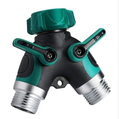 Messing Tuin slang connector kraan splitter met 2 kleppen en 2 wasmachines Connect Fittings