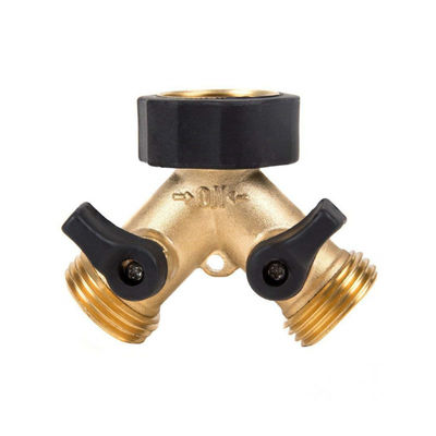 Messing Tuin slang connector kraan splitter met 2 kleppen en 2 wasmachines Connect Fittings