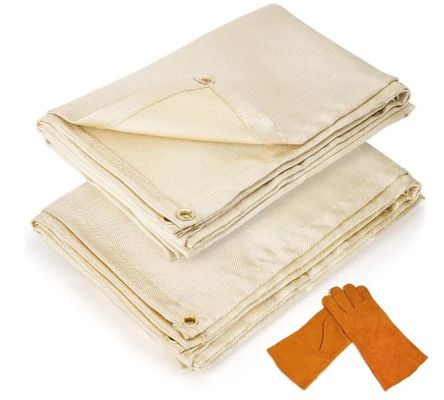 100% vlamvertragend lassen deken 6x8 voet 2-pakket met handbeveiligingshandschoenen