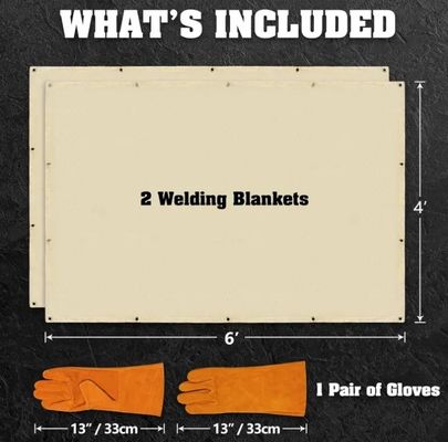 100% vlamvertragend lassen deken 6x8 voet 2-pakket met handbeveiligingshandschoenen